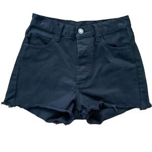 John‎ Galt Denim Shorts Small black cut off distressed button front